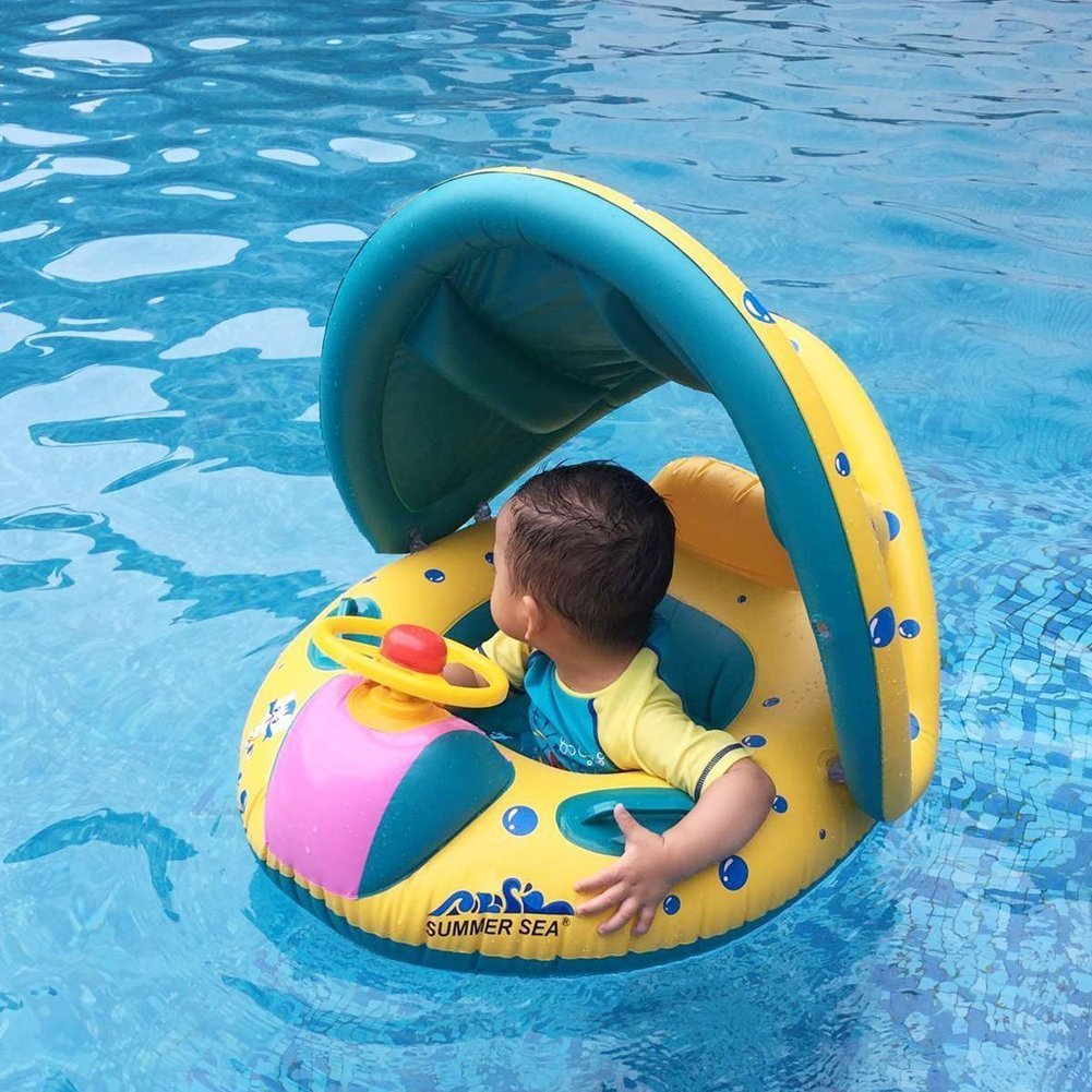 inflatable baby float boat with sunshade