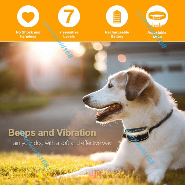 Humane No-Shock Dog Bark Control Collar Vibration & Sound Training Anti Barking